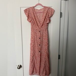 Sienna Sky Pink/ Salmon Floral Midi Dress